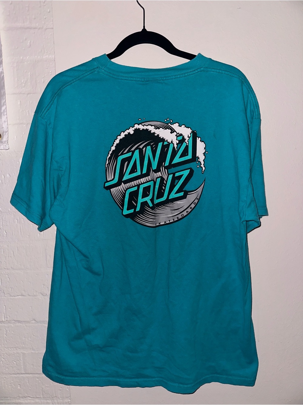 Santa Cruz Skateboards Teal/Turquoise Wave Logo Short Sleeve Tee